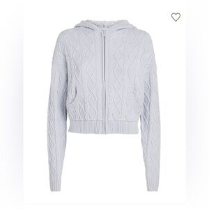 Skims Snow Bunny Cable Knit Zip-up Hoodie in zen blue size large